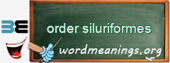 WordMeaning blackboard for order siluriformes